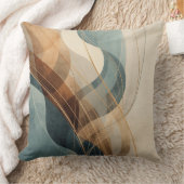 Teal Blue Rust Gray Cream Abstract Farmhouse クッション (ブランケット)