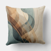 Teal Blue Rust Gray Cream Abstract Farmhouse クッション (裏面)