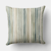 Teal Blue Sage Green Cream Distressed Stripe クッション (裏面)