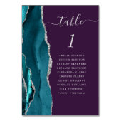 Teal Blue Silver Agate Purple Wedding Table Number テーブルナンバー (正面)