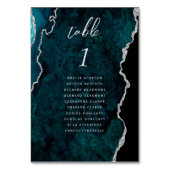 Teal Blue Silver Agate Wedding テーブルナンバー (裏面)
