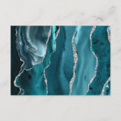 Teal Blue Silver Agate Wedding Reception エンクロージャーカード (裏面)