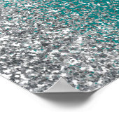 Teal Blue Silver Glitter Wedding Welcome Sign ポスター (角)