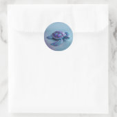teal blue Turtle – Minimal Ocean Animal Gift ラウンドシール (バッグ)