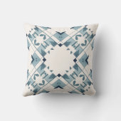 Teal Blue White Diamond-like Snowflake Motif  クッション (裏面)
