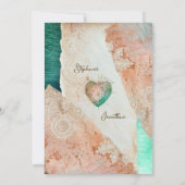 Teal Blush Lace Heart Rococo Wedding Save the Date (裏面)