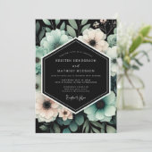 Teal & Blush Moody Floral Wedding 招待状 (スタンド正面)