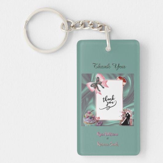 Teal & Blush Wedding Acrylic Keychain キーホルダー (正面)