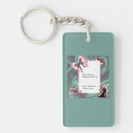 Teal & Blush Wedding Favor Keychain キーホルダー