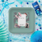 Teal & Blush Wedding Paper Plates ペーパープレート (パーティー)