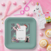 Teal & Blush Wedding Paper Plates ペーパープレート (パーティー)