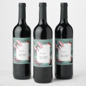 Teal & Blush Wedding Wine Bottle Label ワインラベル (ボトル)