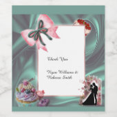 Teal & Blush Wedding Wine Bottle Label ワインラベル (シングルラベル)