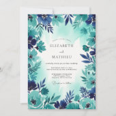 Teal Bold Coastal Wedding 招待状 (正面)