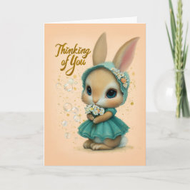 Teal Bonnet Baby Bunny Thinking of You Card カード
