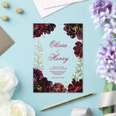 Teal Bordeaux Jewel Tone Wedding アクリル招待状 (インサイチュ (ウェディング))