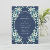 Teal Botanical Bliss Wedding 招待状 (スタンド正面)
