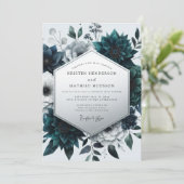 Teal Botanical Enchantment Wedding 招待状 (スタンド正面)