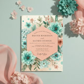 Teal Botanical Enchantment Wedding 招待状