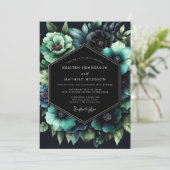 Teal Botanical Nocturne Wedding 招待状 (スタンド正面)