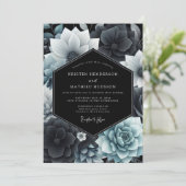 Teal Botanical Opulence Wedding 招待状 (スタンド正面)