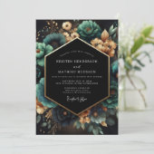 Teal Botanical Opulent Wedding 招待状 (スタンド正面)