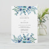 Teal Botanical Whimsy Wedding 招待状 (スタンド正面)