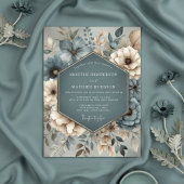 Teal Botanical Whimsy Wedding 招待状