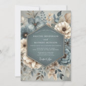 Teal Botanical Whimsy Wedding 招待状 (正面)