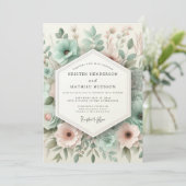 Teal Botanical Whimsy Wedding 招待状 (スタンド正面)