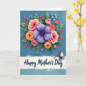 Teal Bouquet Mothers Day Card カード (黄色い花)