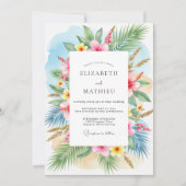 Teal Breezy Tropical Wedding 招待状 (正面)