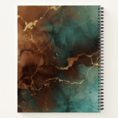 Teal & Bronze Ink Marble Notebook with Gold Vein  ノートブック (裏面)