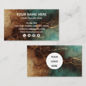 Teal Bronze Marble Luxury Business Card 名刺 (正面/裏面)