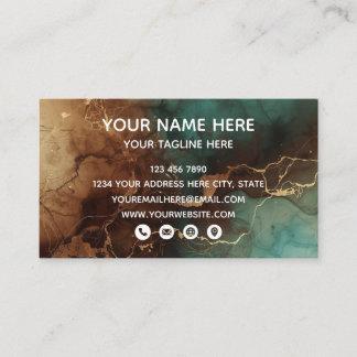 Teal Bronze Marble Luxury Business Card 名刺