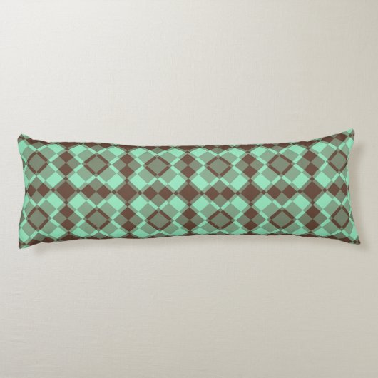 Teal Brown Checker Argyle Pattern ボディピロー (裏面)