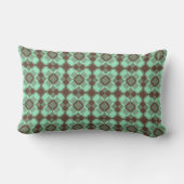 Teal Brown Checker Argyle Pattern ランバークッション (裏面)