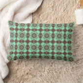 Teal Brown Checker Argyle Pattern ランバークッション (ブランケット)