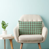 Teal Brown Checker Argyle Pattern ランバークッション (椅子)