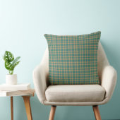 Teal Brown Plaid Pattern クッション (椅子)