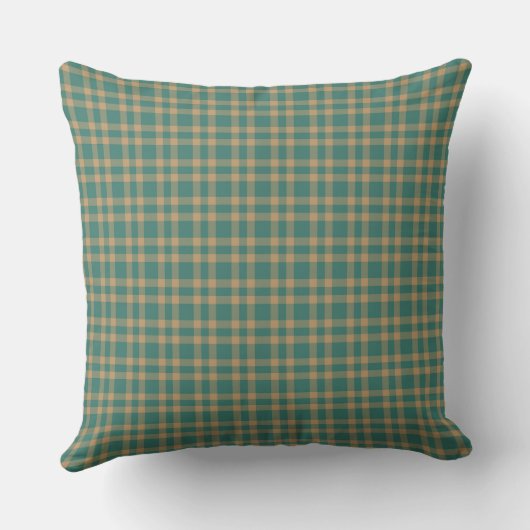 Teal Brown Plaid Pattern クッション (裏面)