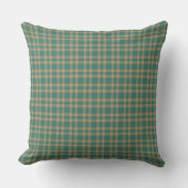 Teal Brown Plaid Pattern クッション (正面)