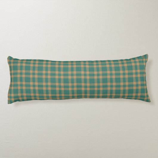 Teal Brown Plaid Pattern ボディピロー (裏面)