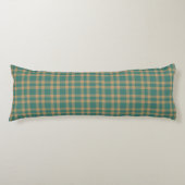 Teal Brown Plaid Pattern ボディピロー (正面)
