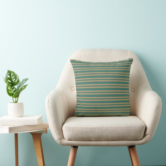 Teal Brown Stripes Seamless Pattern クッション (椅子)