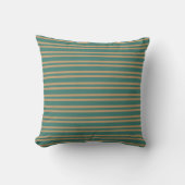 Teal Brown Stripes Seamless Pattern クッション (正面)