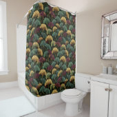 Teal Burgundy Ginkgo Leaf Pattern  シャワーカーテン (インサイチュ)