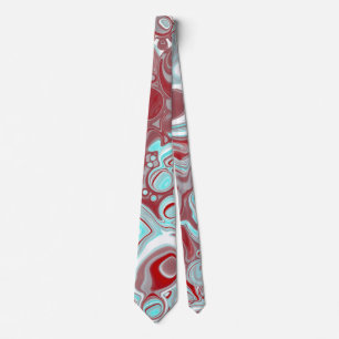Teal, Burgundy, Red and White Marble Swirls ネクタイ