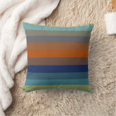 Teal & Burnt Orange Horizontal Stripes クッション (ブランケット)