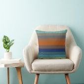 Teal & Burnt Orange Horizontal Stripes クッション (椅子)